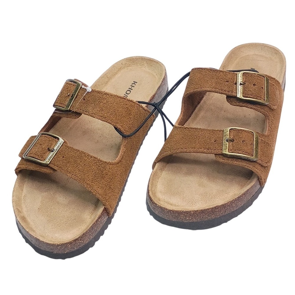 Khombu Ashville Sandals Women Size 7 Brown Suede Cork Insole Slide